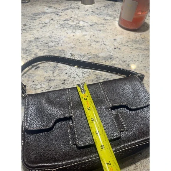 Kate Spade New York Brown Leather Small Shoulder Bag Flap Red Lining - Picture 5 of 6